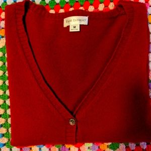 Red 100% Cashmere Cardigan Sweater